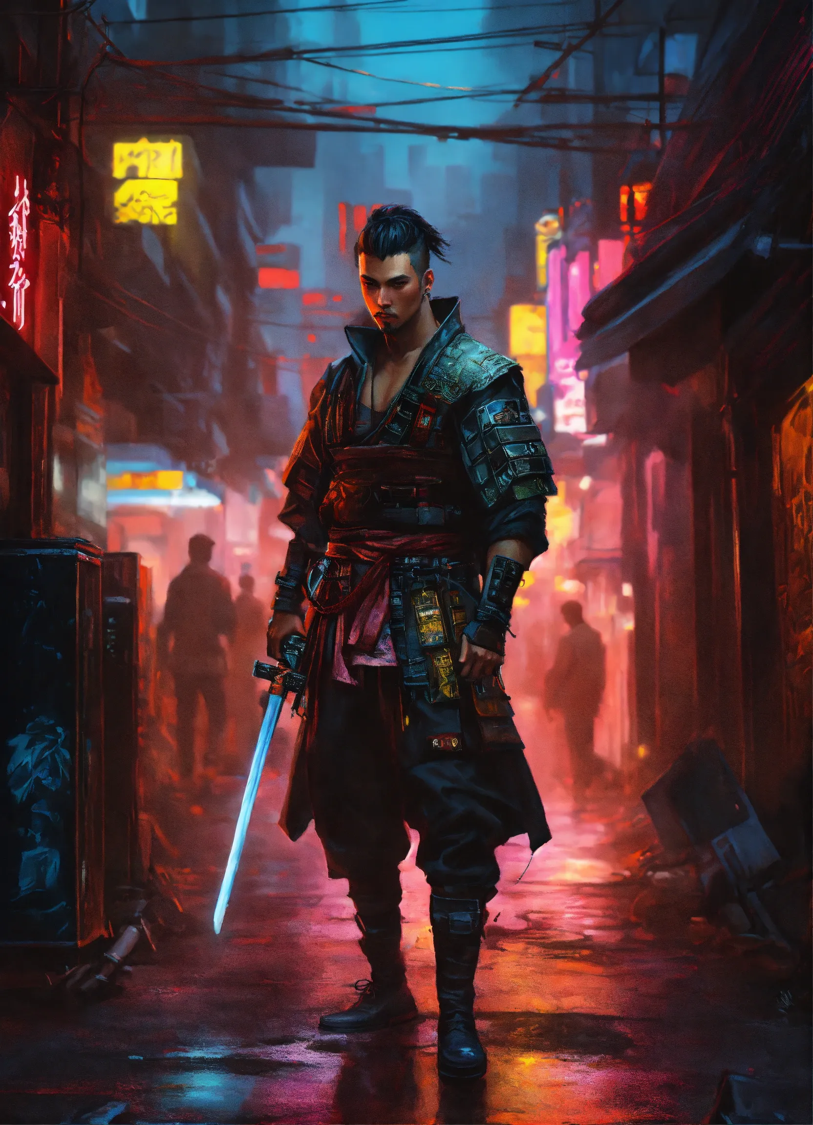 Cyberpunk Street Samurai - Nano Banana AI Prompt