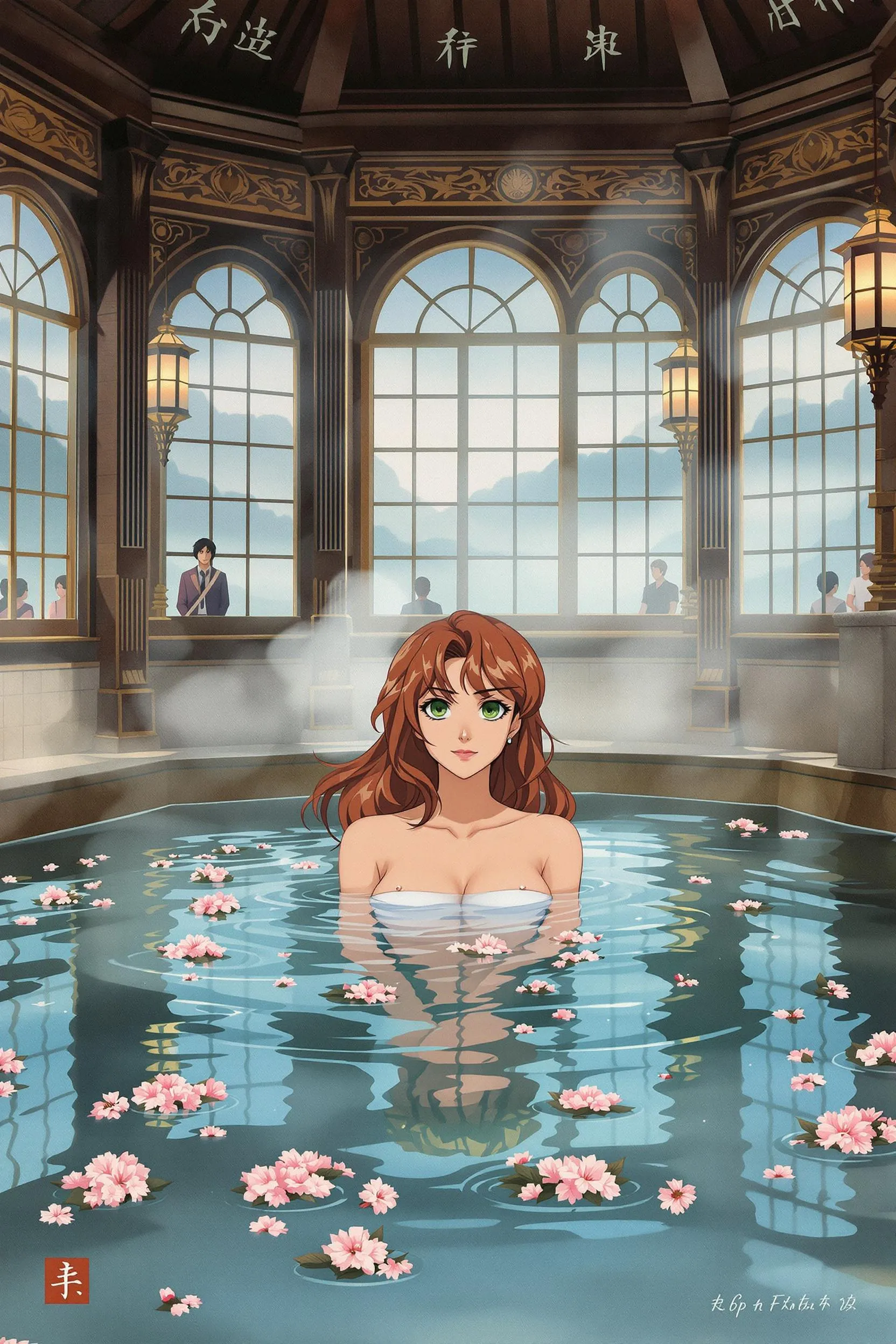 90s Anime Bathhouse Beauty - Nano Banana AI Prompt