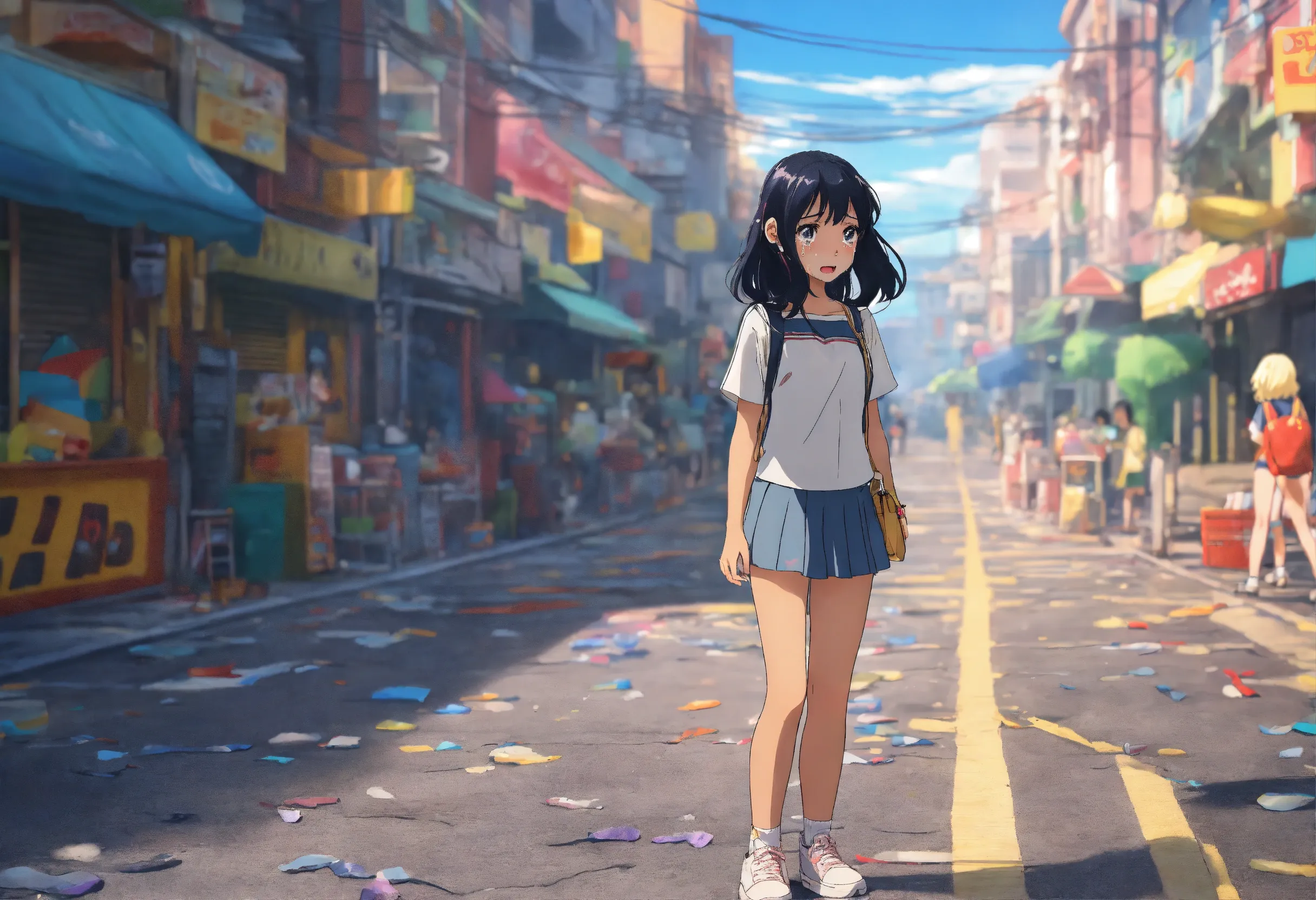 Crying Laura in Anime City - Nano Banana AI Prompt