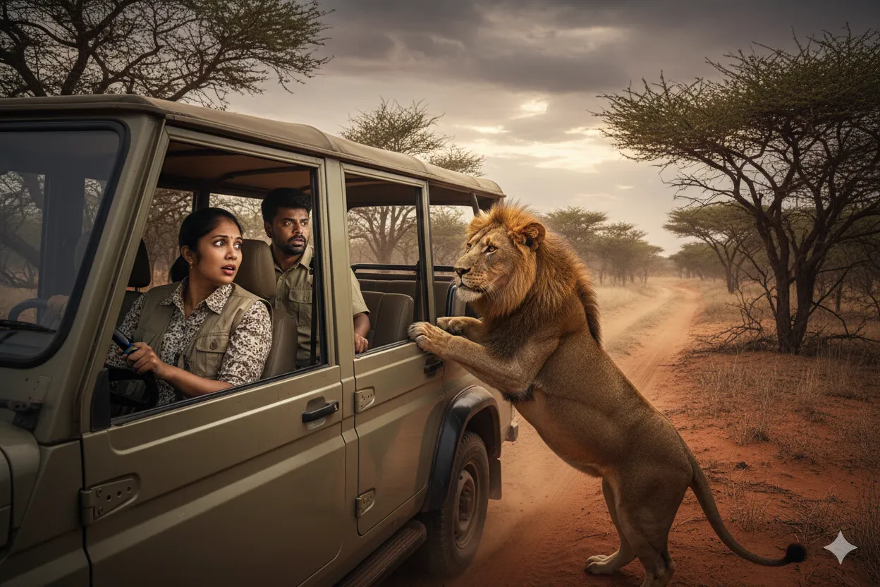 Ultra-Realistic Safari Jeep Couple Portrait - Nano Banana AI Prompt