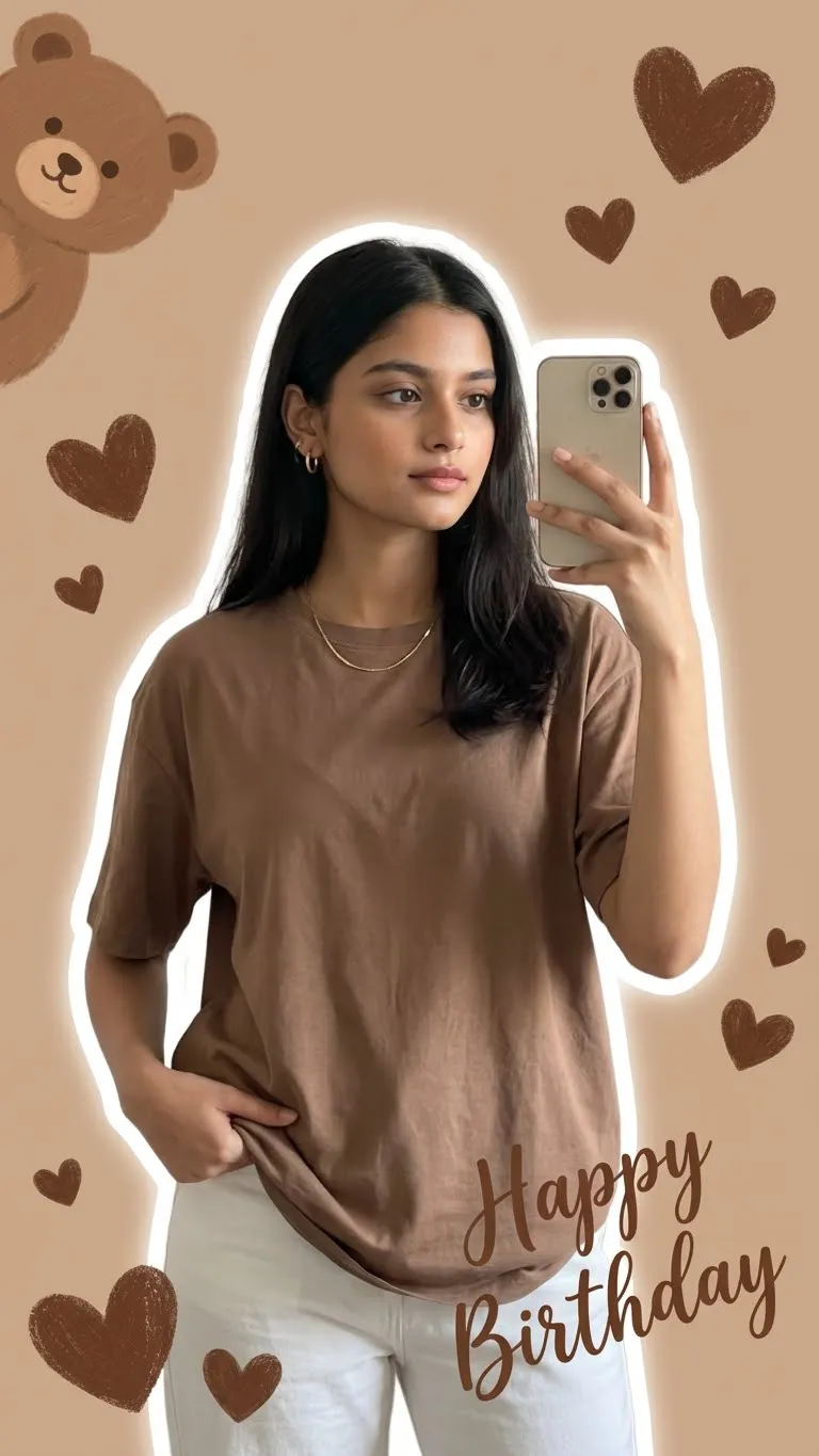 Cute Aesthetic Birthday Mirror Selfie - Nano Banana AI Prompt