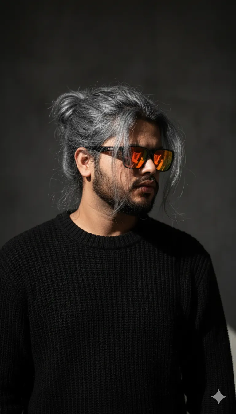 High-Fashion Dramatic Knit Portrait - Nano Banana AI Prompt