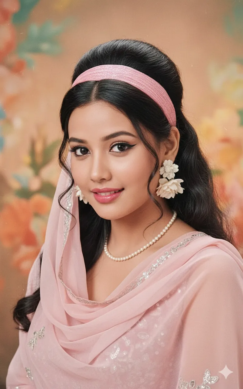 Vintage Bollywood Dream Girl AI Art Portrait - Nano Banana AI Prompt