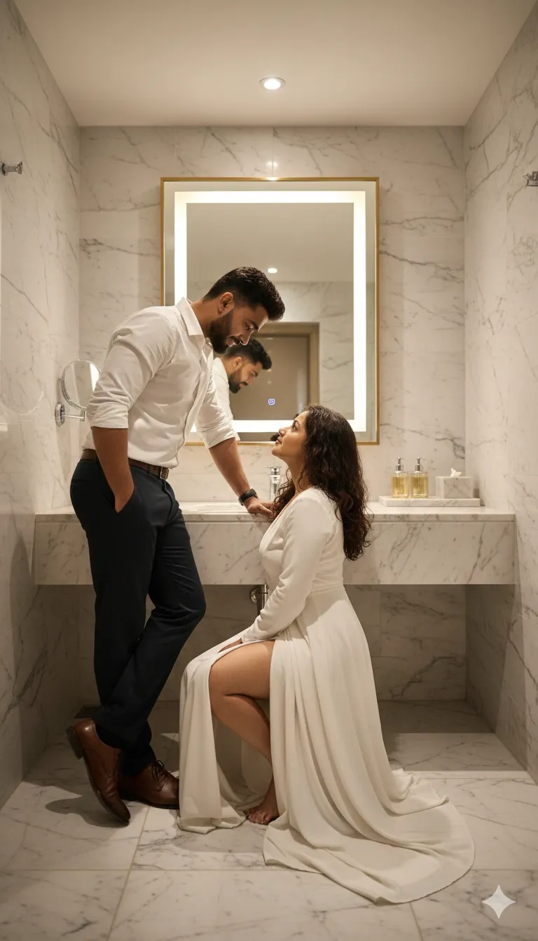 Luxury Bathroom Intimacy: Elegant Couple AI Art - Nano Banana AI Prompt