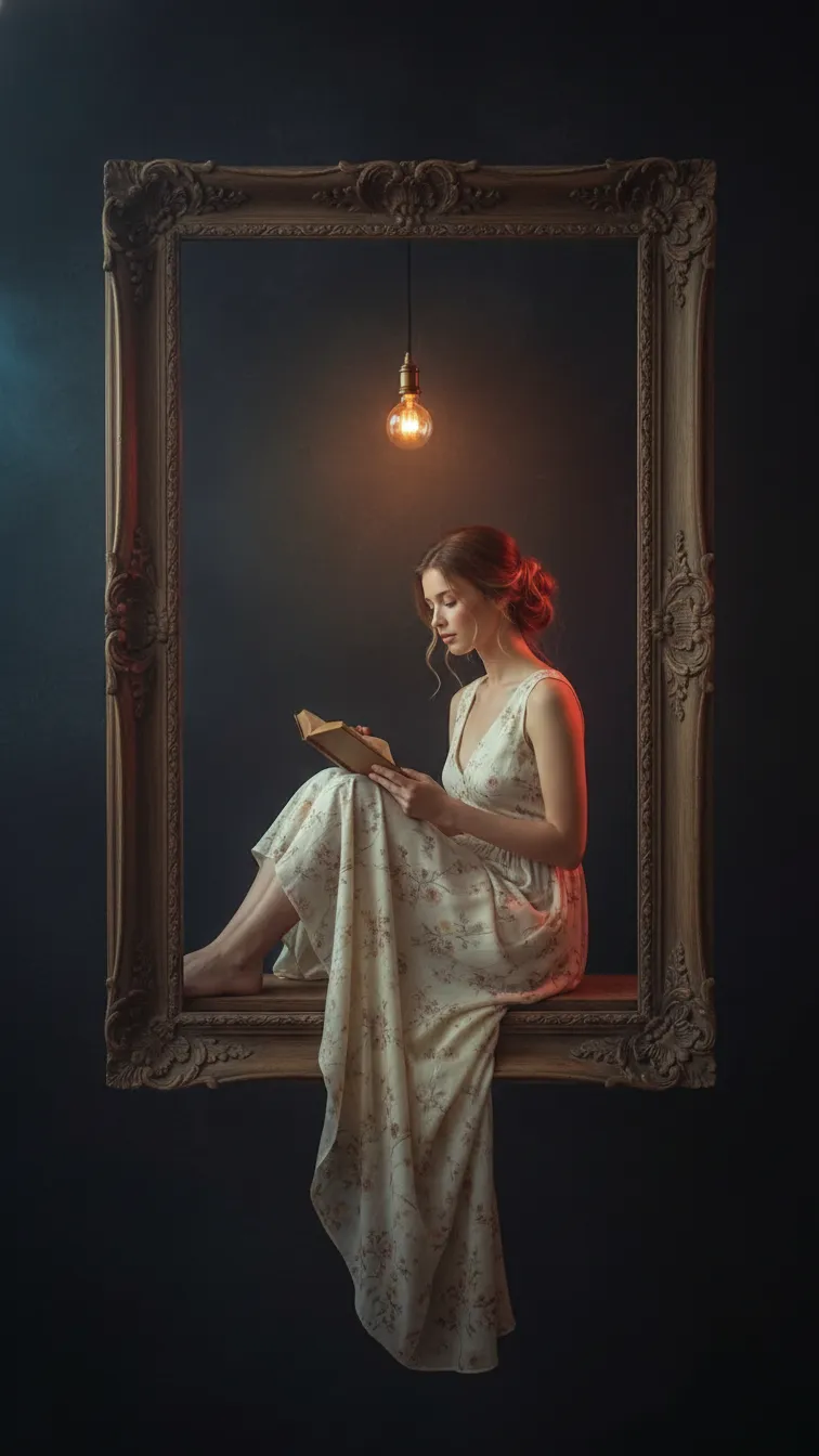 AI Art: Surreal Frame Portrait, Chiaroscuro Glow - Nano Banana AI Prompt