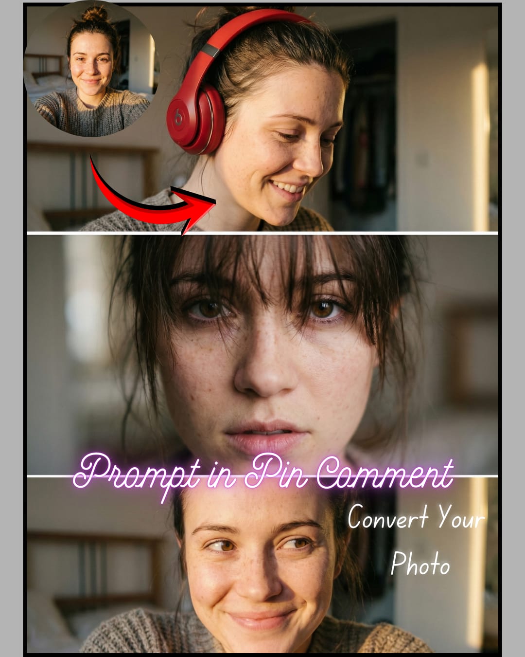 Girl in AI Art Collage - Nano Banana AI Prompt